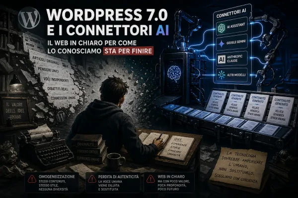 WordPress 7.0 e i connettori AI: il web autentico è quasi estinto 🌐💔